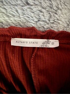Altar’d State Rust Ruffle Long Sleeve Top Size S